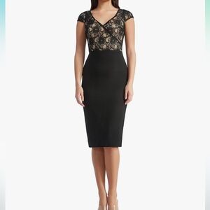 Dress the Population Black Lace Midi Dress